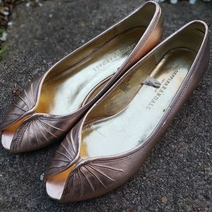 Loeffler Randal Rose Gold peeptoe flats
